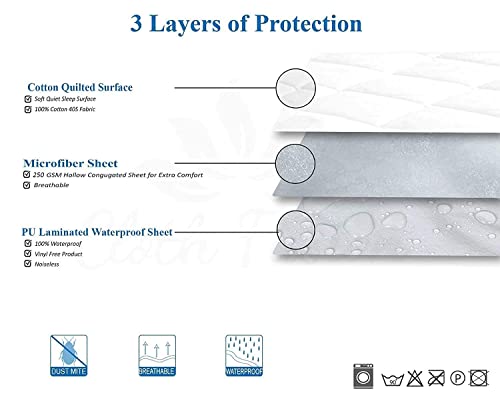 Image of BABYLEE Waterproof Cotton Quilted Mattress Protector Queen Size Breathable Hypoallergenic Noiseless Ultra Soft Fitted Bed Protector 78x60 inch Mattress /Bed Cover (Queen 78x60 inch | 6.5x5 ft, Wine)