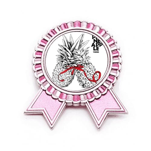 Badge Pin Rose Fruits Tropicaux PineFruit idéal pour look de couple branché