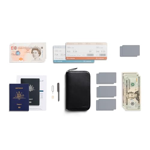 Image of Bellroy Travel Folio - Carryology Essentials Edition (RFID-Blocking Leather Zip Wallet for Passport, Cards, Cash) - BlackAsh