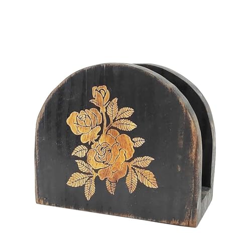 JBTBIHIG Servilletero de madera para mesa, servilleteros de mesa para cocina, color marrón/negro, servilletero de cocina para mesa de comedor o como regalo, decoración y accesorios de comedor