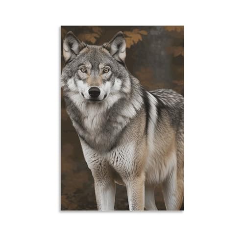 Peinture sur toile loup sauvage pour une ambiance de bureau cosy