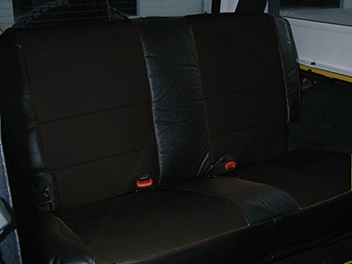 Iggee Black Artificial Leather Custom Made Original Fit Front And Rear Seat Cover For Jeep Wrangler 2003-2006 #TOP1