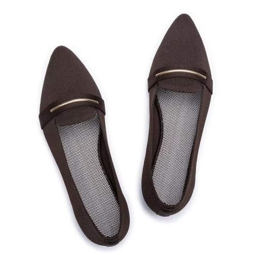 Image of Frank Mully Women's Casual Loafer Flats Slip On Loafer Shoes Comfortable Knit Flat Shoes Classics Pointy Toe Loafer Flats,for Work,Travel