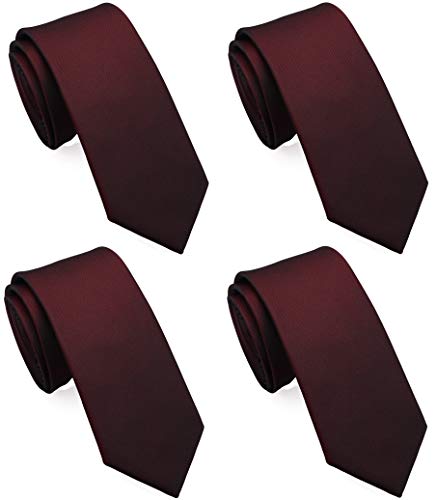 Image of Skinny Solid Ties for Men, 2.5 inch Slim Plain Neckties 4-Pack