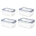 4 Pack Refrigerator Organizers and Storage,Stackable Refrigerator Organizer Bins with Lids,Clear Plastic Food Storage Bins for Kitchen, for Fruit, Vegetable, Food, Drinks, Cereals(COLOR:Transparent)