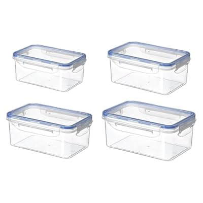 4 Pack Refrigerator Organizers and Storage,Stackable Refrigerator Organizer Bins with Lids,Clear Plastic Food Storage Bins for Kitchen, for Fruit, Vegetable, Food, Drinks, Cereals(COLOR:Transparent)