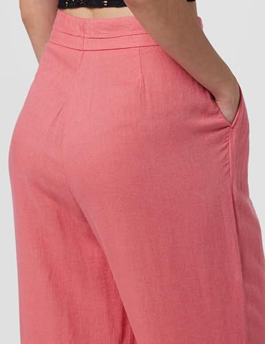 Image of Marks & Spencer Linen Mix Plain Comfort Fit Trousers