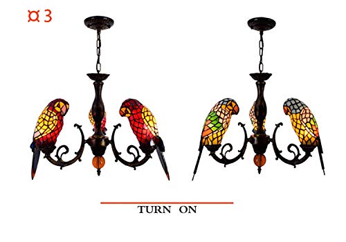Żyrandol Tiffany W Stylu Vintage, Lampa Sufitowa Z Witrażem, Regulowana Lampa Sufitowa Do Salonu, Sypialni, Restauracji, Baru Wystawowego, 12 Głowic C(3 Głowy Ba)