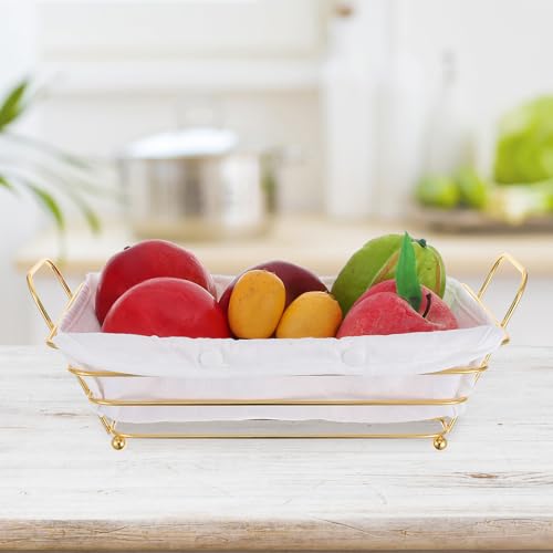 Cesta de almacenamiento de hierro dorado rectangular grande para cocina Gadpiparty 8
