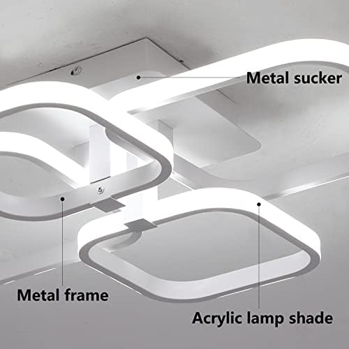 Vinilky Modern Acrylic Led Ceiling Lights, 4 White Squares Lighting Chandeliers Indoor Flush Mount Hanging Lamp Acrylic Lighting Fixture for Living Room Bedroom Lounge