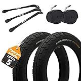 2X Conti 12 Zoll Fahrradreifen Set 62-203 (12 1/2 x 2 1/4) mit AV-Schlauch & abgewinkeltem Ventil + 3 MSZweirad Reifenheber – für Buggy, Dreirad, Laufrad, Kinderrad