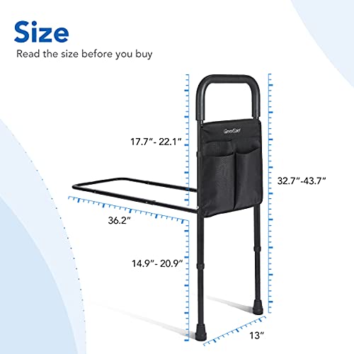Greenchief Bed Assist Rail For Elderly Seniors, Adjustable Bed Rails For King Queen Full Twin Size Bed, Bed Assist Bar Fall Prevention, Handicap Bedside Grab Bar, Safety Bed Cane With Storage Pocket #TOP6
