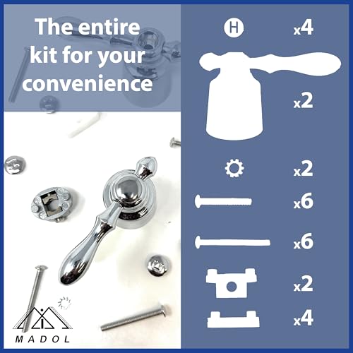 [MADOL] 2 Piece Faucet Handle Kit, Durable Replacement Handles with Universal Fit and Chrome Finish, Adapts to Many Handle Stems for Showers and Baths, Cold and hot Water, ADA Compliant. thumbnail 5