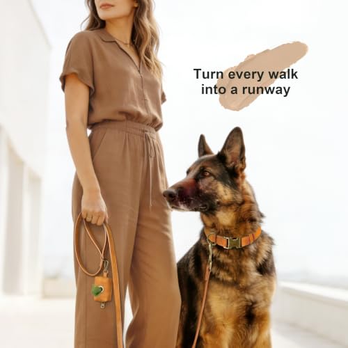 Image of Didog Soft PU Leather Dog Collar for Large Dogs,Quick Release,Lightbrown XL