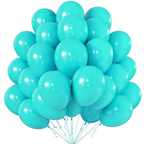 Image of KALOR 12 Inch Teal Blue Balloons, 50 Pcs Latex Helium Balloons for Kid's Birthday Party, Baby Shower, Wedding, Graduate Party Decorations