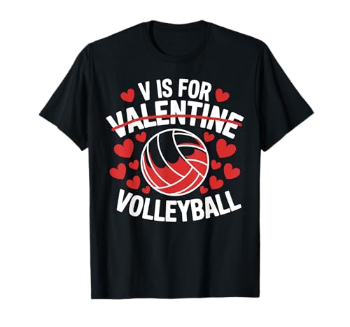 V is for Valentine Volleyball Teen Girl Women Valentines Day Camiseta
