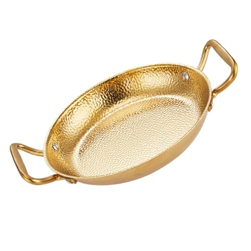 jojofuny Paellera de Acero Inoxidable 20 CM Doble Asa Sartén Resistente al Desgaste para Cocina Doméstica Olla para Freír Mariscos y Guisos Compatible Cocinas de Gas y Eléctricas