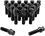 Wheel Accessories Parts Set of 20 Black 14x1.5 Lug Bolts Conical Seat with 17mm Hex, 30 mm Shank Length, Acorn Seat Lug Bolt Designed for Aftermarket Wheels (20 Bolts, Black, M14x1.5/14 1.5)