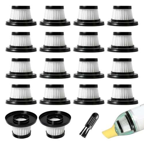 Image of 18 Pcs HEPA Vacuum Filters Compatible with Compact Cordless Vacuum Cleaner as Seen on TV, Washable Reusable Filters with Cleaning Brush (Black)