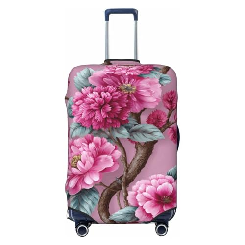 Watercolour Pink Flowers Elastic Travel Luggage Covers Dustproof Scratch-Resistant Suitcase Protector Fit 22-24 Inch