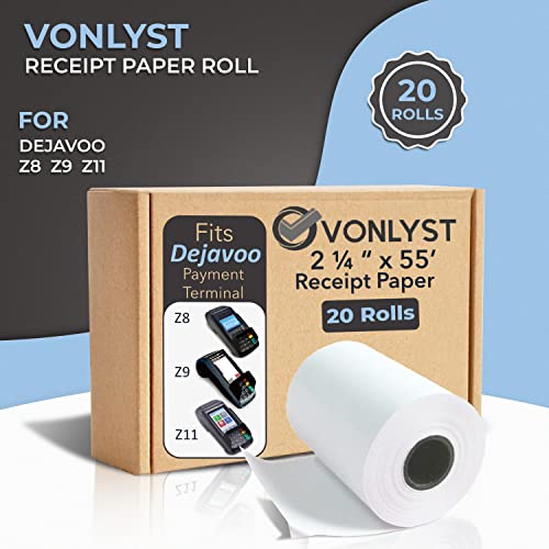 Vonlyst Credit Card Machine Paper Roll for Dejavoo Z8 Z9 Z11 (20 rolls)