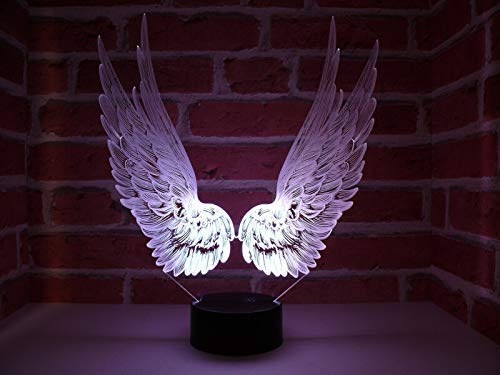 Molly Hieson 3D Angel Wing Night Light Led Touch Switch Decor Table Desk Optical Illusion Lamps 7 Color Changing Lights Led Table Lamp Xmas Home Love Birthday Children Kids Decor Toy Gift #TOP5