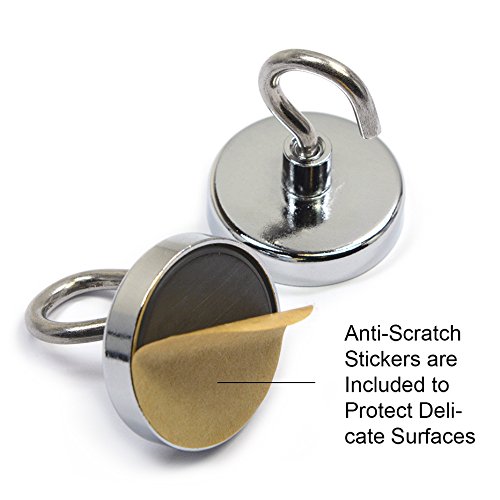 Cms Magnetics - (6-Pack 32Mm Ceramic Hooks Silver 5-Pound Sheer And 13-Pound Pull Force Rating, Strong Magnet Hooks For Office, Refrigerator, Magnetic Board, Closets #TOP1