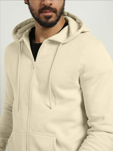 Image of Nobero Classic Zipper Hoodie for Men | Zip Up Hoodies for Men | Regular Fit | Full Zip Closure | Drawstring Hood | Zipped Hooded Sweatshirt | Cotton Rich Zipper Fleece Hoodie