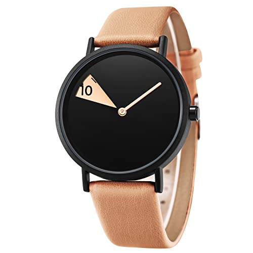 SHENGKE Minimalistische Damenuhr mit Lederband Ultra Dünn Mode Kreative Wasserdicht, Roségold, Quarzwerk