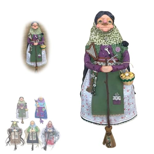 Handmade Kitchen Witch Doll Good Luck Cooking Dolls Hanging Ornament Unique Home Decor Figure on Broomsticks for Cooks Festive Lucks Charm Decoration for Culinary Enthusiasts(D)