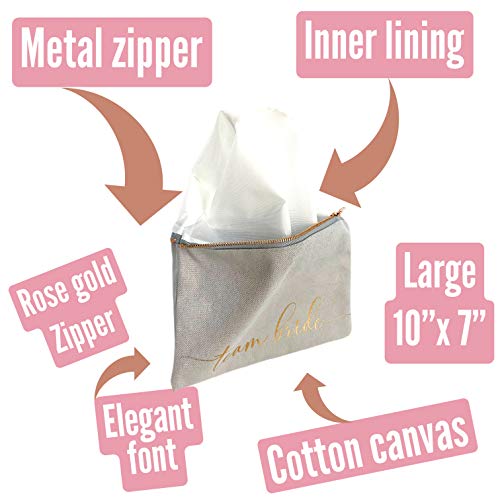 6 Bridesmaids Makeup Bags & 1 For Bride. 7 Large Canvas Toiletry Bags With Metal Zipper & Inside Lining. For Bachelorette Party Favors & Bridal Shower With Bridesmaid Proposal Cards. (Gray) #TOP2