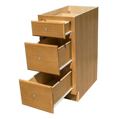 Economy 3-Drawer Golden Oak Raised Panel Base Cabinet 15