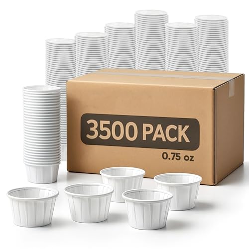 EXITOGLOBAL Paper Medicine Cups Disposable 0.75 oz 3500 pcs Paper Condiment Cup 0.75oz Papers Pill Cups Disposable Souffle Cup