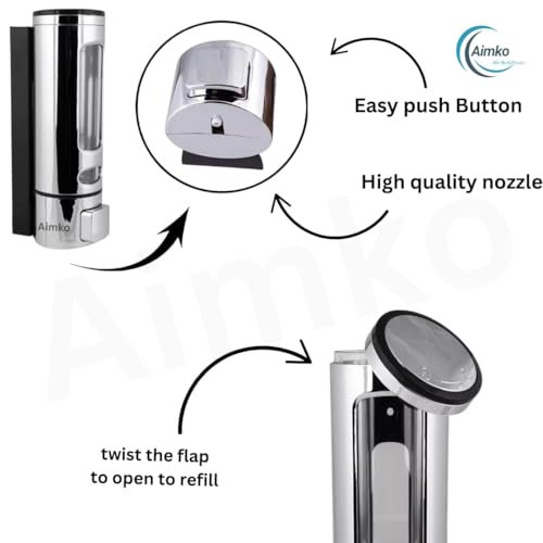 Image of 400 ML Wall Mounted Soap Dispenser | ABS Material with Transparent Liquid Indicator, Ideal Hand Wash Dispenser Bottles | Ideal for Wash Basin or Kitchen Sink | Home | Office (Chrome)