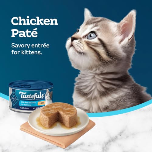 Image of Blue Buffalo Tastefuls Natural Kitten Pate Wet Cat Food Multi-Pack, Chicken Entree 3-oz Cans (Pack of 6)