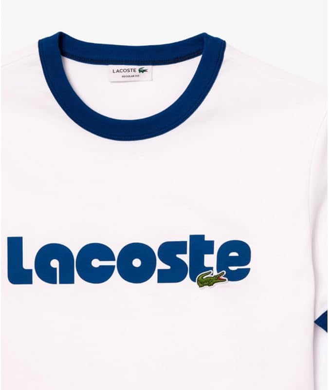 Lacoste Men's Casual Official Name Print Trim T-Shirt, white