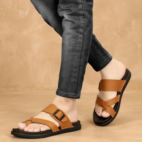 Image of KRISMO Men's Rich Quality|Perfect Style|Ultalightweight Synthetic Leather Buckle Sandal