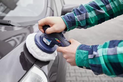 cartrend Polierhauben-Set 180mm Zubehörset für Poliermaschinen mit 180 mm Polierteller, Polierpads aus 1x Webpelz 1x Frottee zum Auftragen und Auspolieren, zweiteiliges Set, waschbar, weiß