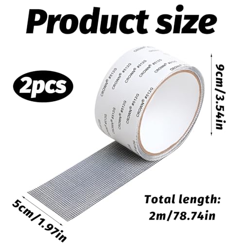 2 Rollen Fliegengitter Reparatur Set,5 Cm X 2 M Fliegengitter Reparatur Klebeband,Stark Selbstklebend Fliegengitter Reparatur Pflaster,Insektenschutz Reparaturset,Geeignet Zum Reparieren Von LöChern