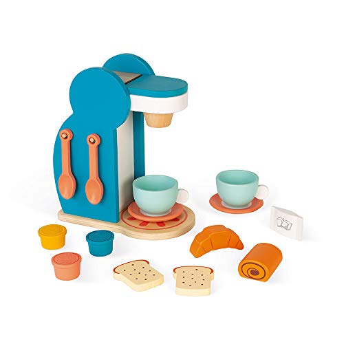 Machine à café en bois Janod : set de cuisine et de petit déjeuner enfant