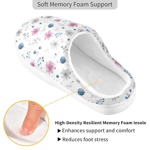 Fuzzy Memory Foam Slippers for Women/Men Flowers Christmas Decorations Patterns Fluffy Winter House Shoes Indoor and Outdoor3
