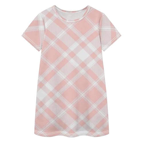 Vestido de verano para niñas de tela natural rosa cuadros midi casual 2-8 años