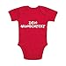 Produktbild Shirt-Panda Baby Body Bedruckt mit Wunschtext Wunschdruck · Strampler personalisiert Bedrucken · Schrift individuell · Einteiler für Jungen und Mädchen · Rot 03-06 Monate