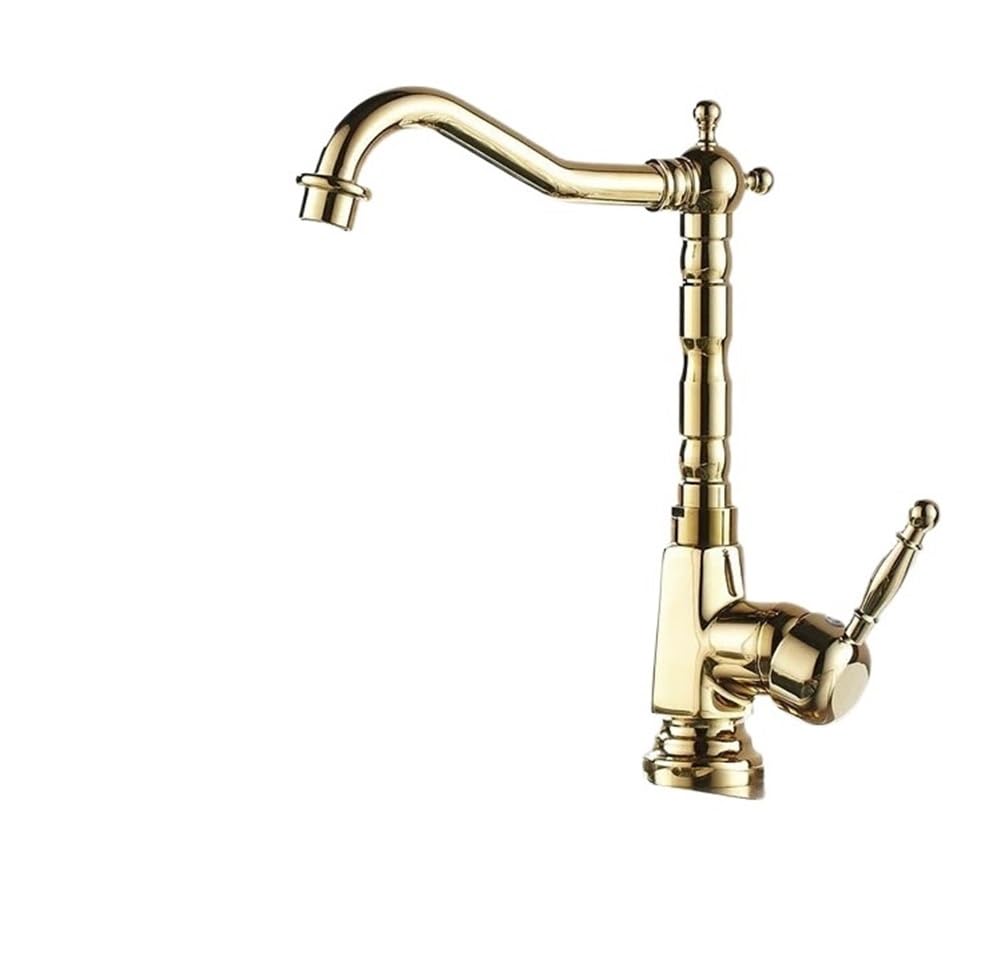 Robinet évier or brillant haut de gamme pour vasque design et salle de bain grue