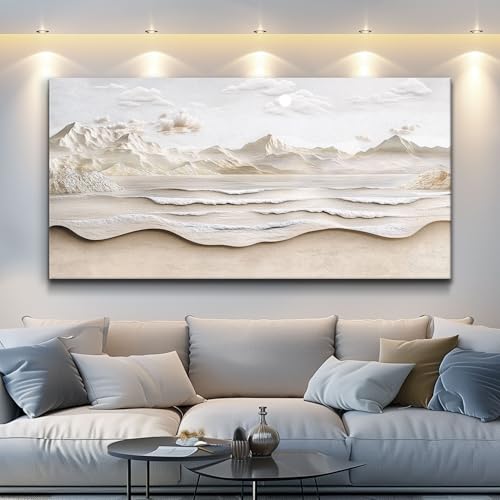 VXMXFTE Wall Decoration For Bedroom Natural Scenery Canvas Painting Wall Art For Living Room Dining Room Abstract Sea View With White Mountain Landscape Painting Artwork Offices Home Decor 24x48 In by VXMXFTE - Used condition - US$82.79