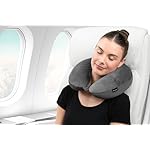 Brookstone Microbead Travel Head and Neck Pillow Lightweight and Plush with Phone or Headphone Pocket, Dark Grey - Image 2