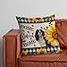 GABSHAIM Linen Dog Pillowcase Home Sweet Home Theme Pillow Cover with Boston Terrier Sunflorals Pattern Design Double Sided Throw Pillow Cover for Sofa Couch Decoration 18 x 18 Inch
