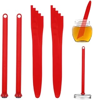 ASTER 4 Pieces Canning Kit-2 Pieces Magnetic Lid Lifter Canning Lid Lifter Kit,Magnetic Jar Lid Lifter (7 Inch) 2 Pieces Canning Bubble Popper Bubble Remover Canning Tools (Red)