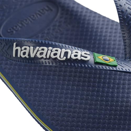Image of Havaianas Kid's Brazil Logo Flip Flop Sandal, Navy Blue, 10 M US Toddler