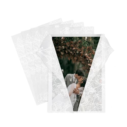 Floral Vellum Jackets for 5x7 Invitations Goefun 115GSM Pre-Folded Vellum Paper 5x7 120 Pack Invitation Covers with White Flower Pattern for Wedding Invitation Wraps Baby Showers Greeting Cards